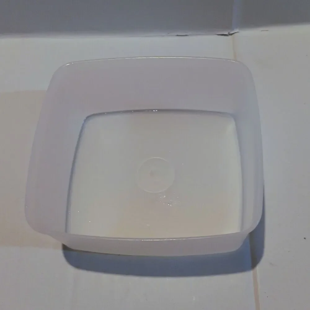 Vintage Tupperware Square Storage Containers W/ Lid-Lot Of 2-Clear & Tan